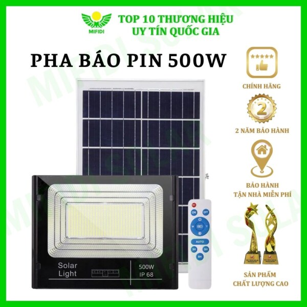 ĐÈn Pha BÁo Pin NĂng LƯỢng MẶt TrỜi Mifidi Solar 500w Ánh SÁng TrẮng HiỆn ĐẠi, Cao CẤp