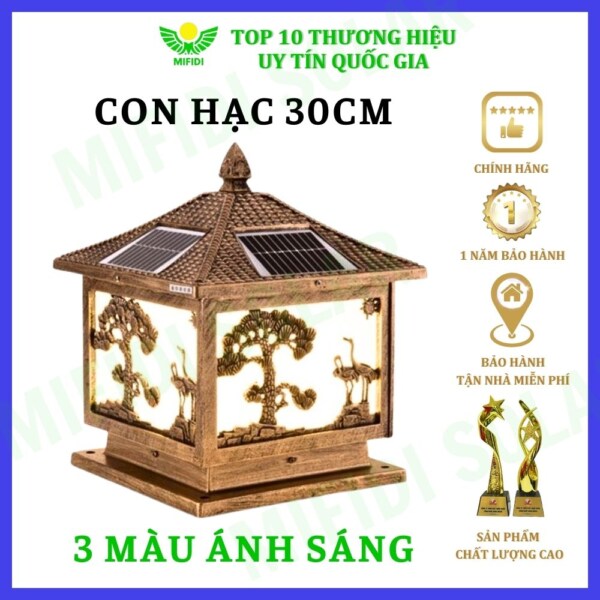 ĐÈn TrỤ CỔng HỌa TiẾt Con HẠc 30 Cm NĂng LƯỢng MẶt TrỜi Mifidi Solar Sang TrỌng