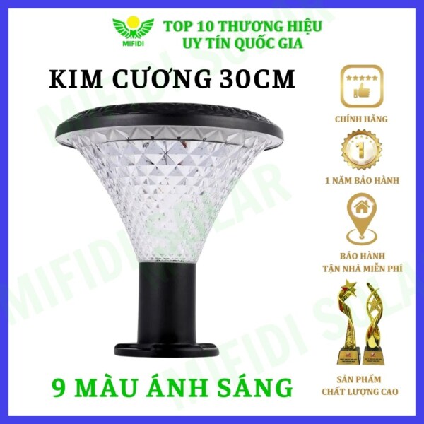 ĐÈn TrỤ CỔng HỌa TiẾt Kim CƯƠng NĂng LƯỢng MẶt TrỜi Mifidi Solar 9 MÀu Đa ChẾ ĐỘ