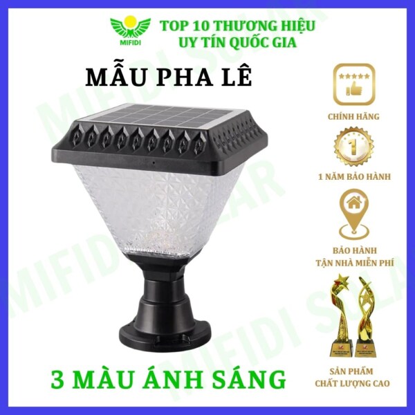 ĐÈn TrỤ HÀnh Lang NĂng LƯỢng MẶt TrỜi Mifidi Solar MẪu Pha LÊ Đa MÀu SẮc Cao CẤp