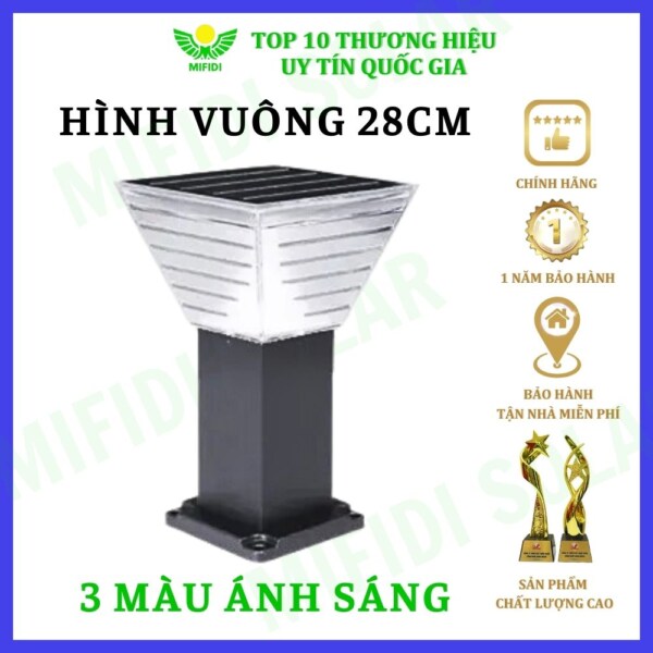 ĐÈn TrỤ SÂn VƯỜn DẠng ThÁp Size 28cm V28 NĂng LƯỢng MẶt TrỜi Mifidi Solar HiỆn ĐẠi