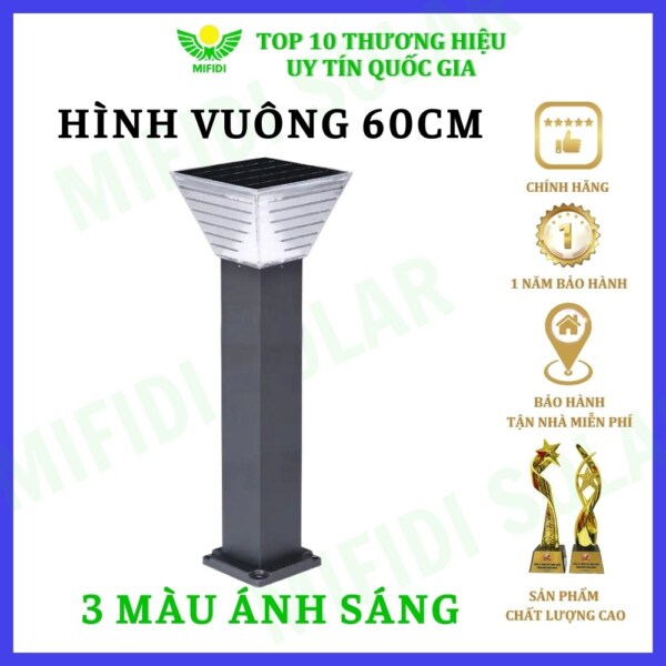 ĐÈn TrỤ SÂn VƯỜn DẠng Cao Size 60cm V60 NĂng LƯỢng MẶt TrỜi Mifidi Solar HiỆn ĐẠi