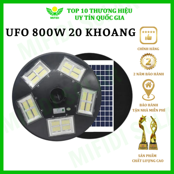 ĐÈn Ufo 800w 20 Khoang NĂng LƯỢng MẶt TrỜi Mifidi Solar SÁng TrẮng HiỆn ĐẠi, Cao CẤp