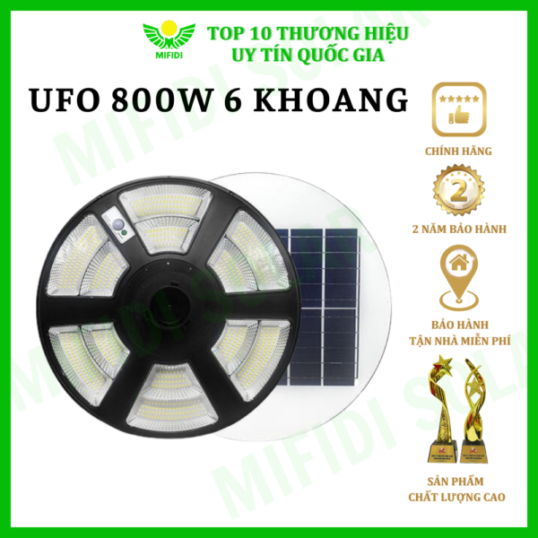 ĐÈn Ufo 800w 6 Khoang NĂng LƯỢng MẶt TrỜi Mifidi Solar Ánh SÁng TrẮng HiỆn ĐẠi, Cao CẤp