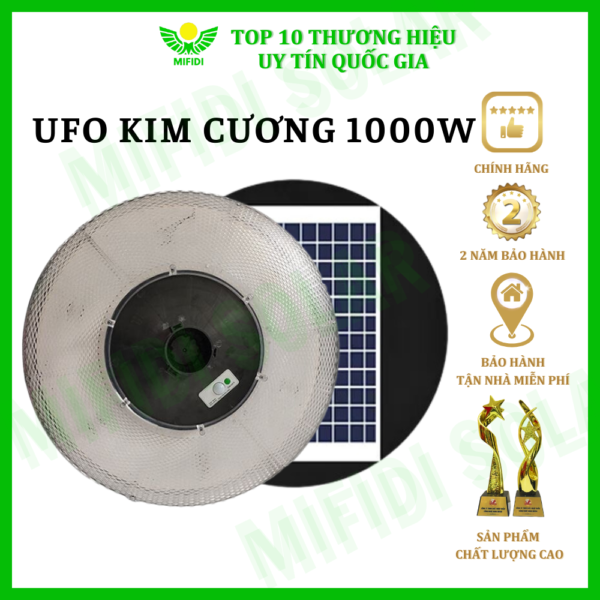 ĐÈn Ufo 1000w Kim CƯƠng NĂng LƯỢng MẶt TrỜi Mifidi Solar Ánh SÁng TrẮng HiỆn ĐẠi, Cao CẤp