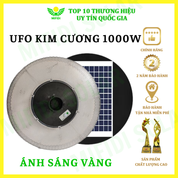 ĐÈn Ufo 1000w Kim CƯƠng NĂng LƯỢng MẶt TrỜi Mifidi Solar Ánh SÁng VÀng HiỆn ĐẠi, Cao CẤp