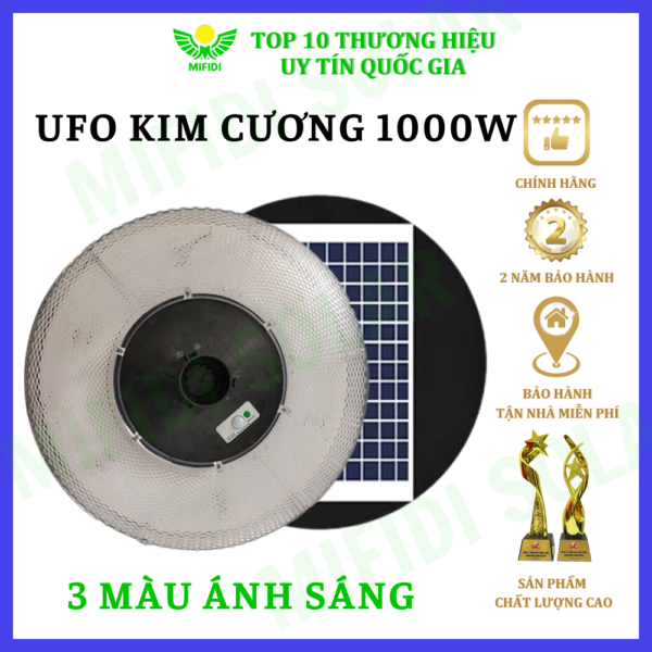 ĐÈn Ufo 1000w Kim CƯƠng NĂng LƯỢng MẶt TrỜi Mifidi Solar 3 ChẾ ĐỘ MÀu SẮc HiỆn ĐẠi, Cao CẤp