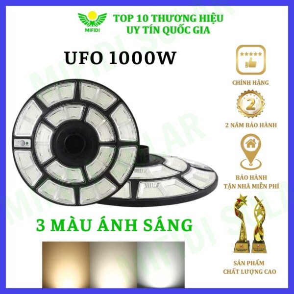 ĐÈn Ufo 1000w NĂng LƯỢng MẶt TrỜi Mifidi Solar 3 ChẾ ĐỘ MÀu HiỆn ĐẠi, Cao CẤp