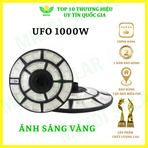 ĐÈn Ufo 1000w NĂng LƯỢng MẶt TrỜi Mifidi Solar Ánh SÁng VÀng HiỆn ĐẠi, Cao CẤp