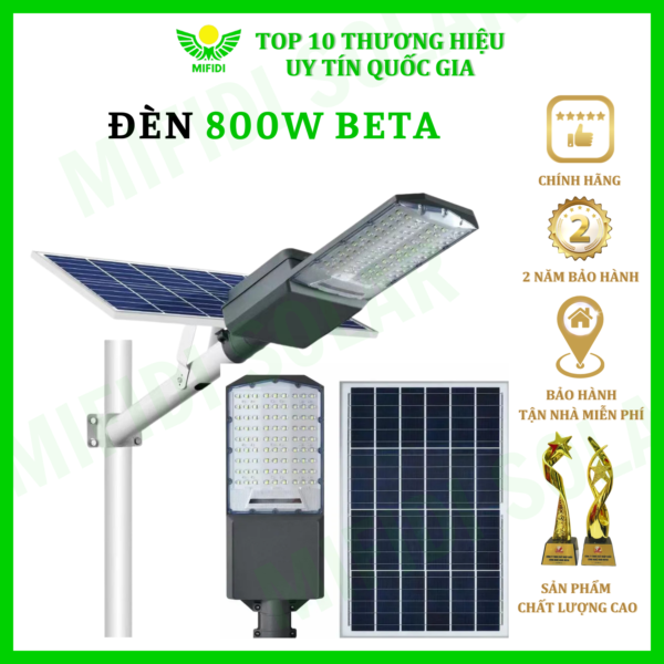 ĐÈn CÔng TrÌnh 800w NĂng LƯỢng MẶt TrỜi ThẾ HỆ MỚi DÒng Beta Mifidi Solar HiỆn ĐẠi