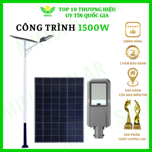 ĐÈn CÔng TrÌnh LỚn 1500w Ánh SÁng TrẮng Mifidi Solar HiỆn ĐẠi