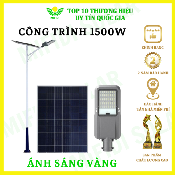 ĐÈn CÔng TrÌnh LỚn 1500w Ánh SÁng VÀng Mifidi Solar HiỆn ĐẠi