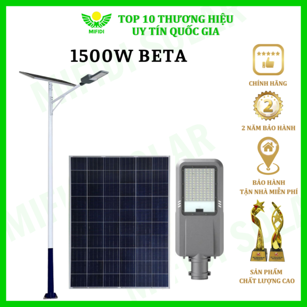 ĐÈn CÔng TrÌnh LỚn 1500w DÒng Beta Ánh SÁng TrẮng Mifidi Solar HiỆn ĐẠi