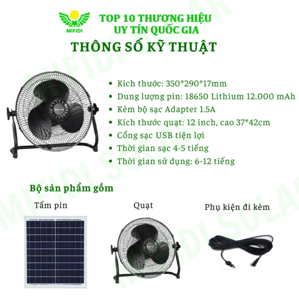 QuẠt QuỲ MÃ V118 NĂng LƯỢng MẶt TrỜi Mifidi Solar Cao CẤp