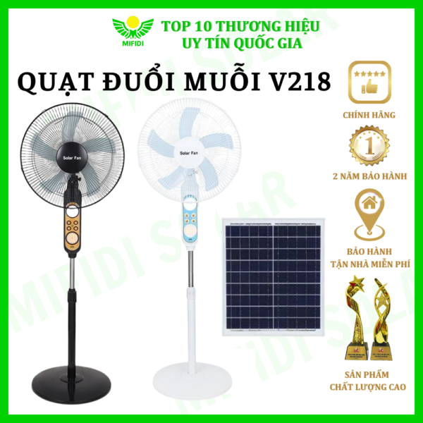 QuẠt ĐuỔi MuỖi CÓ Remote 25w MÃ V218 NĂng LƯỢng MẶt TrỜi Mifidi Solar Cao CẤp