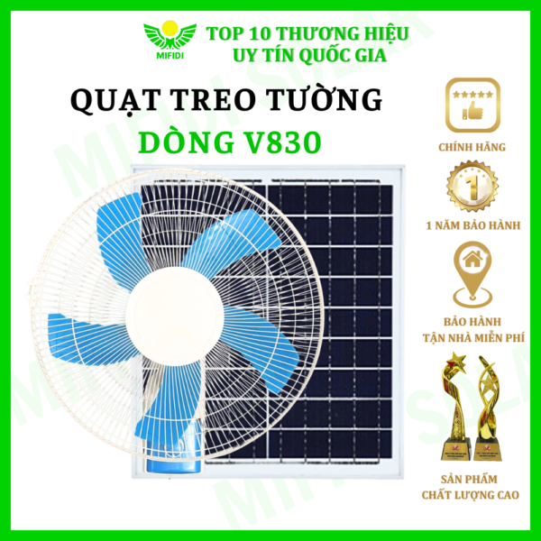 QuẠt Treo TƯỜng MÃ V830 Dung LƯỢng Pin 18000mah NĂng LƯỢng MẶt TrỜi Mifidi Solar Cao CẤp