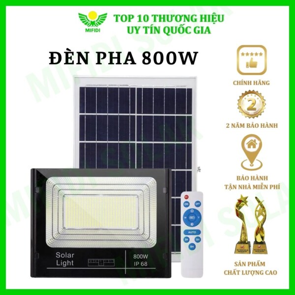 Đèn Pha Năng Lượng Mặt Trời 800w Mifidi Khung Nhôm Cao Cấp Siêu Sáng Trên 12 Tiếng, Pin Trâu 72.000mah, Sẵn 3m Dây, Tấm Pin To Nhất 54x67cm, Bh đến 2 Năm