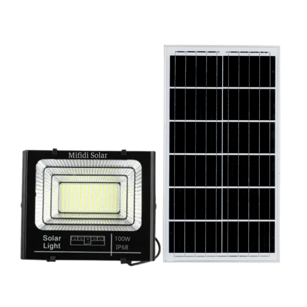 (tẤm Pin Mono) ĐÈn Pha BÁo Pin NĂng LƯỢng MẶt TrỜi Mifidi Solar 100w Ánh SÁng TrẮng Cao CẤp