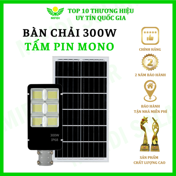 (tẤm Pin Mono) ĐÈn BÀn ChẢi 400w Ánh SÁng TrẮng NĂng LƯỢng MẶt TrỜi Mifidi Solar HiỆn ĐẠi, Cao CẤp