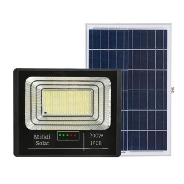 (tẤm Pin Mono) ĐÈn Pha BÁo Pin NĂng LƯỢng MẶt TrỜi Mifidi Solar 200w Ánh SÁng VÀng HiỆn ĐẠi, Cao CẤp