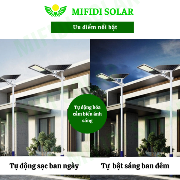 (tẤm Pin Mono) ĐÈn BÀn ChẢi 400w Ánh SÁng TrẮng NĂng LƯỢng MẶt TrỜi Mifidi Solar HiỆn ĐẠi, Cao CẤp