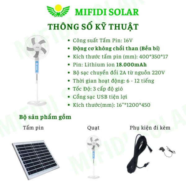 QuẠt ĐỨng ĐuỔi MuỖi Mf218 CÓ Remote NĂng LƯỢng MẶt TrỜi Mifidi Solar Cao CẤp