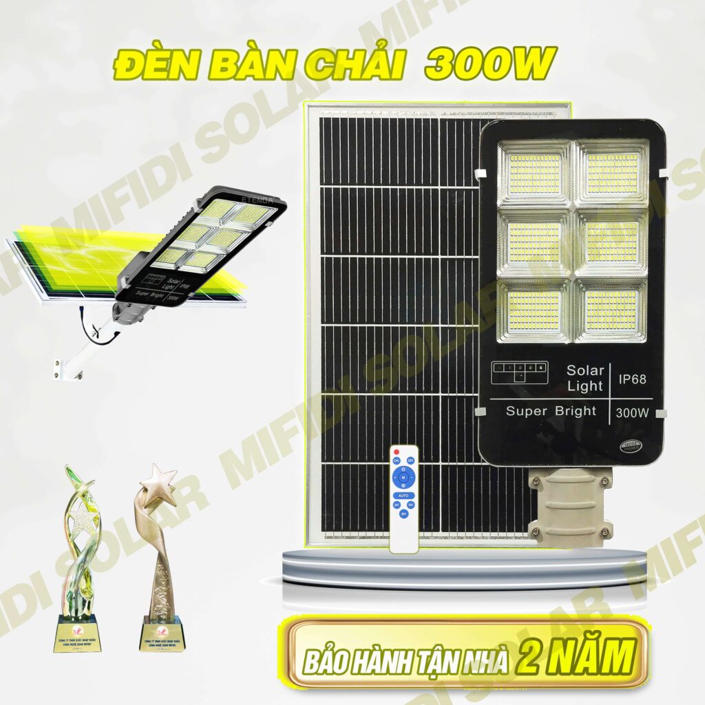 ĐÈn ĐƯỜng NĂng LƯỢng MẶt TrỜi 300w Mifidi Solar Cao CẤp SÁng XuyÊn ĐÊm