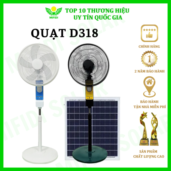 QuẠt ĐỨng D318 CÓ Remote NĂng LƯỢng MẶt TrỜi Mifidi Solar Cao CẤp